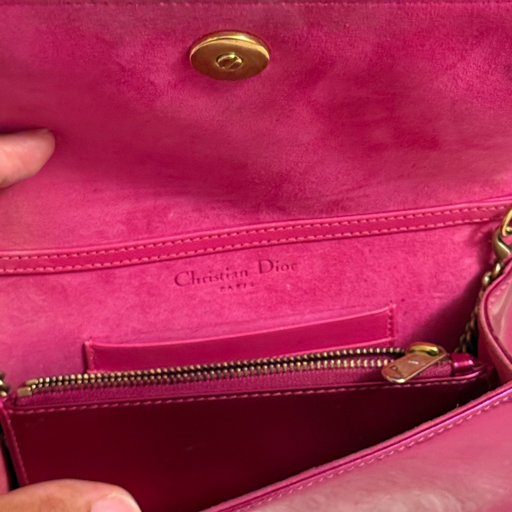 Dior Fuchsia Studded Clutch with Gold Accents - Picture 7 of 7